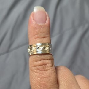 925 Sterling Silver Vintage Water Pattern Band Ring